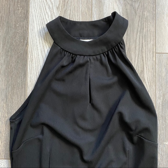 Vintage Ladies’ 1990’s Black Crepe LBD Halter Neck Fitted Cocktail Dress [XS] - Picture 2 of 9